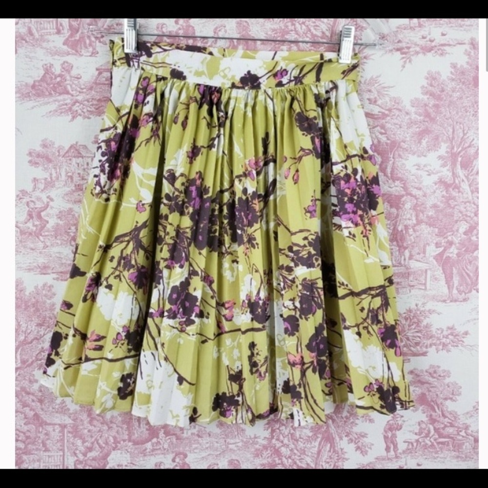 Darling Green Foral Skirt Pleated